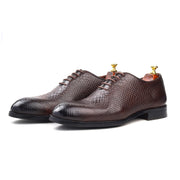 Men’s Wine Whole cut, Crust Leather Formal shoes, Business & Casual Wear - Feetique Footwea